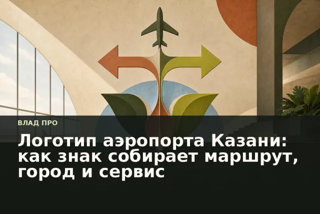 Стилизованный самолёт и мотив тюльпана на фоне архитектурной схемы терминала
