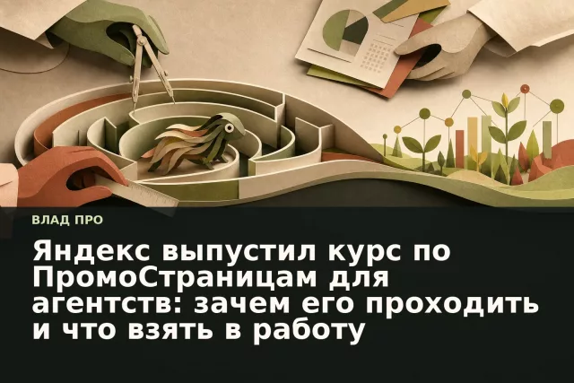 Абстрактная бумажная иллюстрация: команда направляет необычное существо через маркетинговую воронку к измеримому результату.