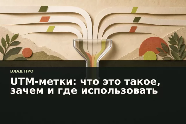 Бумажные дорожки с цветными метками сходятся в измерительный инструмент — метафора UTM-разметки и понятной атрибуции трафика.