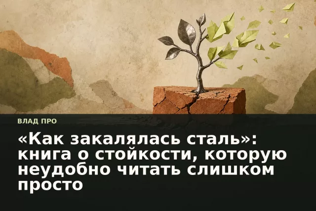 Стальной росток пробивается из терракотового блока на тёплом бумажном фоне.