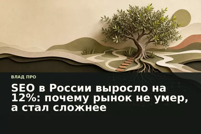 Дерево с аналитическими корнями растёт сквозь бумажный ландшафт, символизируя трансформацию SEO.