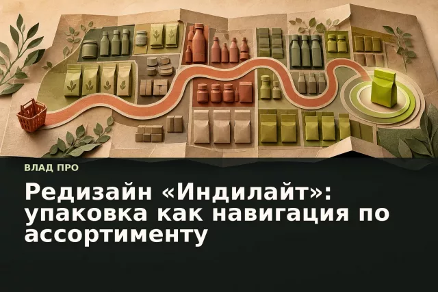 Упаковки на полке складываются в карту, которая ведёт покупателя к нужному продукту.