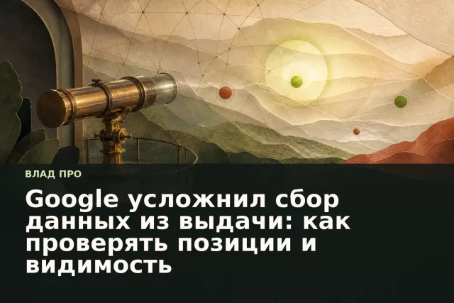 Абстрактный телескоп смотрит на поисковую выдачу через слои бумаги и защитную решётку.